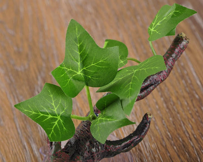 Resin Reptile Corner Branch with Rock, Amphibian Lizard Snake Climbing Ornament, Lifelike Terrarium Plant Decoration with Suction Cup