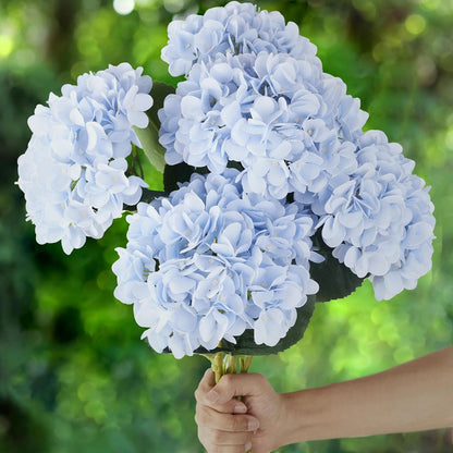 5PCS 15.4In Artificial Hydrangea Silk Flowers Bouquet Faux Hydrangea Stems for Wedding Centerpieces Home Decor (White, 5)