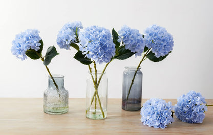 5PCS 15.4In Artificial Hydrangea Silk Flowers Bouquet Faux Hydrangea Stems for Wedding Centerpieces Home Decor (White, 5)