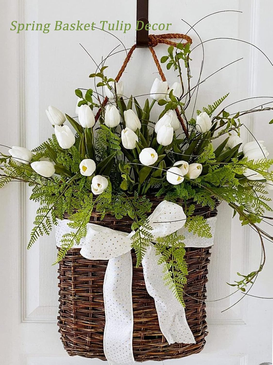 White Tulips Artificial Flowers Faux Silk Tulip Real Touch Tulip Fake Flowers Bouquets Arrangements for Mother's Day Easter Spring Flowers Gifts Home Table Decor