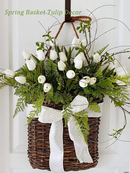 White Tulips Artificial Flowers Faux Silk Tulip Real Touch Tulip Fake Flowers Bouquets Arrangements for Mother's Day Easter Spring Flowers Gifts Home Table Decor