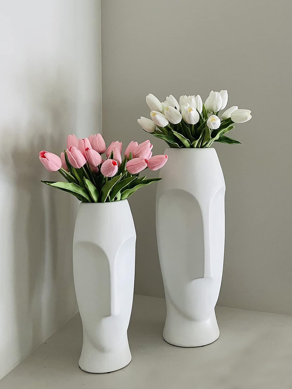 White Tulips Artificial Flowers Faux Silk Tulip Real Touch Tulip Fake Flowers Bouquets Arrangements for Mother's Day Easter Spring Flowers Gifts Home Table Decor