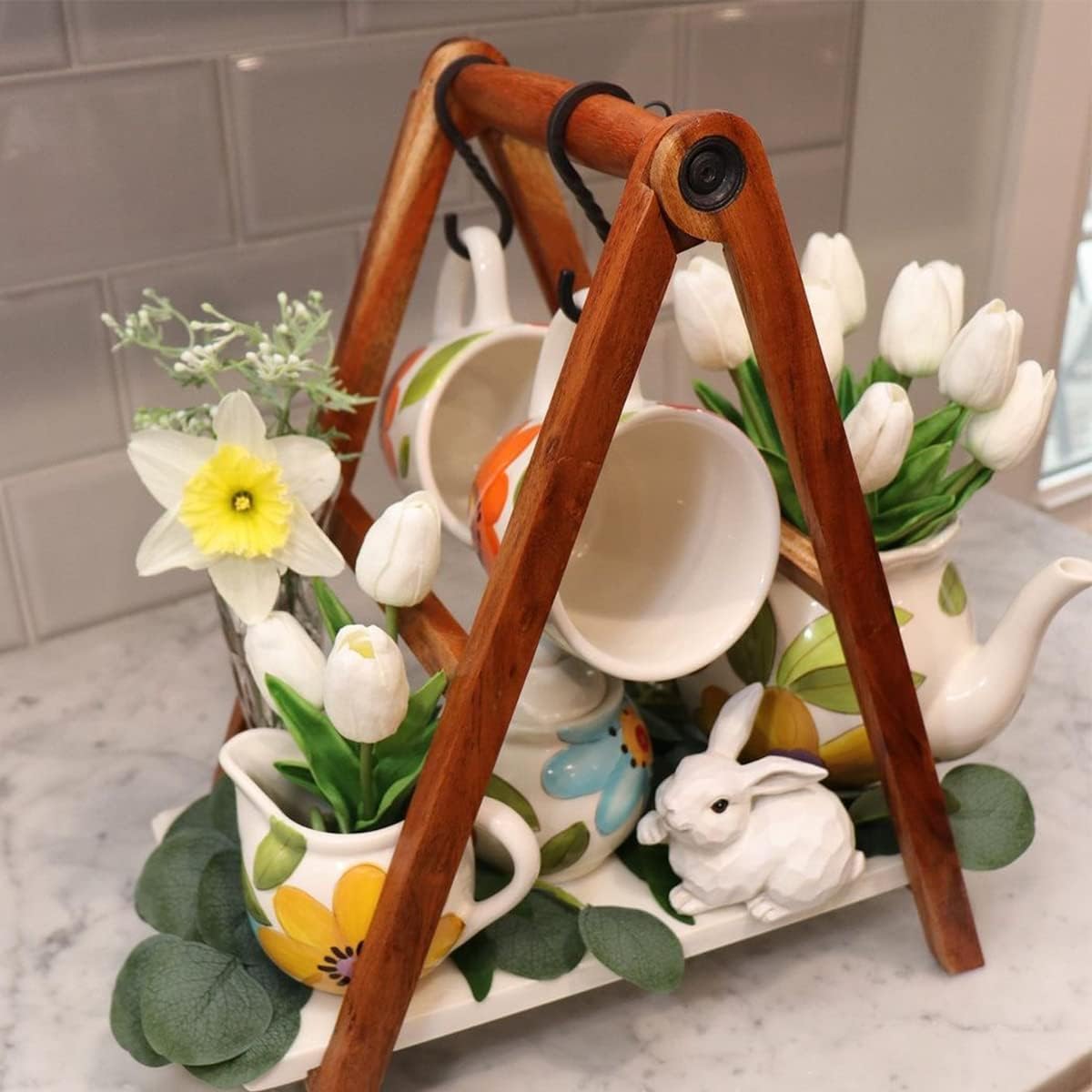 White Tulips Artificial Flowers Faux Silk Tulip Real Touch Tulip Fake Flowers Bouquets Arrangements for Mother's Day Easter Spring Flowers Gifts Home Table Decor