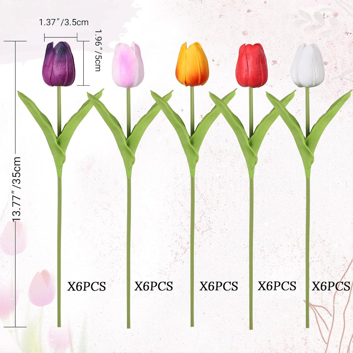 White Tulips Artificial Flowers Faux Silk Tulip Real Touch Tulip Fake Flowers Bouquets Arrangements for Mother's Day Easter Spring Flowers Gifts Home Table Decor