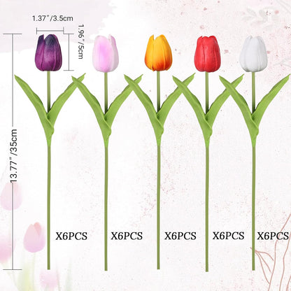 White Tulips Artificial Flowers Faux Silk Tulip Real Touch Tulip Fake Flowers Bouquets Arrangements for Mother's Day Easter Spring Flowers Gifts Home Table Decor