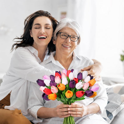 White Tulips Artificial Flowers Faux Silk Tulip Real Touch Tulip Fake Flowers Bouquets Arrangements for Mother's Day Easter Spring Flowers Gifts Home Table Decor