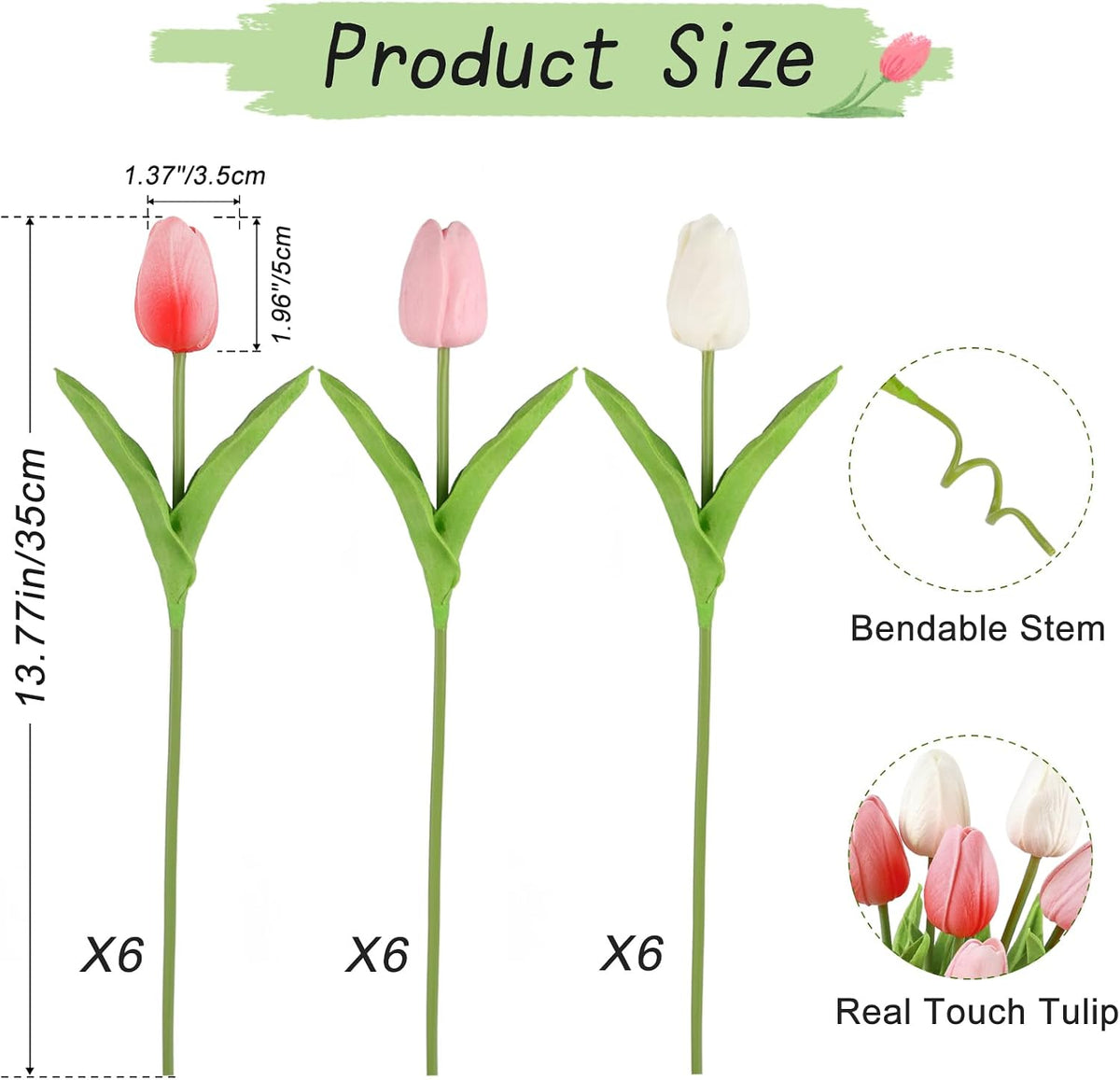 White Tulips Artificial Flowers Faux Silk Tulip Real Touch Tulip Fake Flowers Bouquets Arrangements for Mother's Day Easter Spring Flowers Gifts Home Table Decor