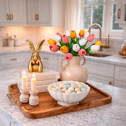 White Tulips Artificial Flowers Faux Silk Tulip Real Touch Tulip Fake Flowers Bouquets Arrangements for Mother's Day Easter Spring Flowers Gifts Home Table Decor