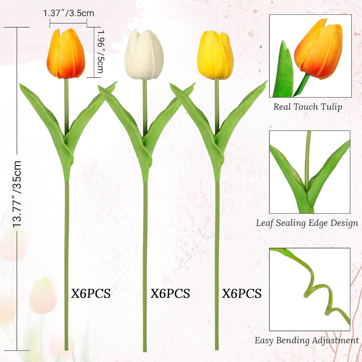 White Tulips Artificial Flowers Faux Silk Tulip Real Touch Tulip Fake Flowers Bouquets Arrangements for Mother's Day Easter Spring Flowers Gifts Home Table Decor