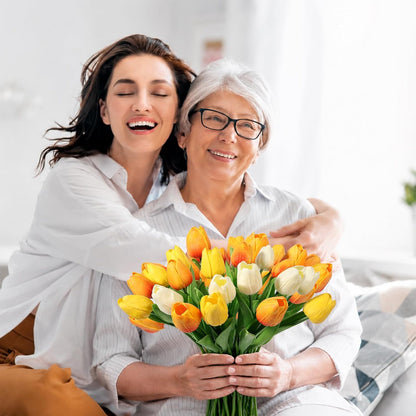 White Tulips Artificial Flowers Faux Silk Tulip Real Touch Tulip Fake Flowers Bouquets Arrangements for Mother's Day Easter Spring Flowers Gifts Home Table Decor