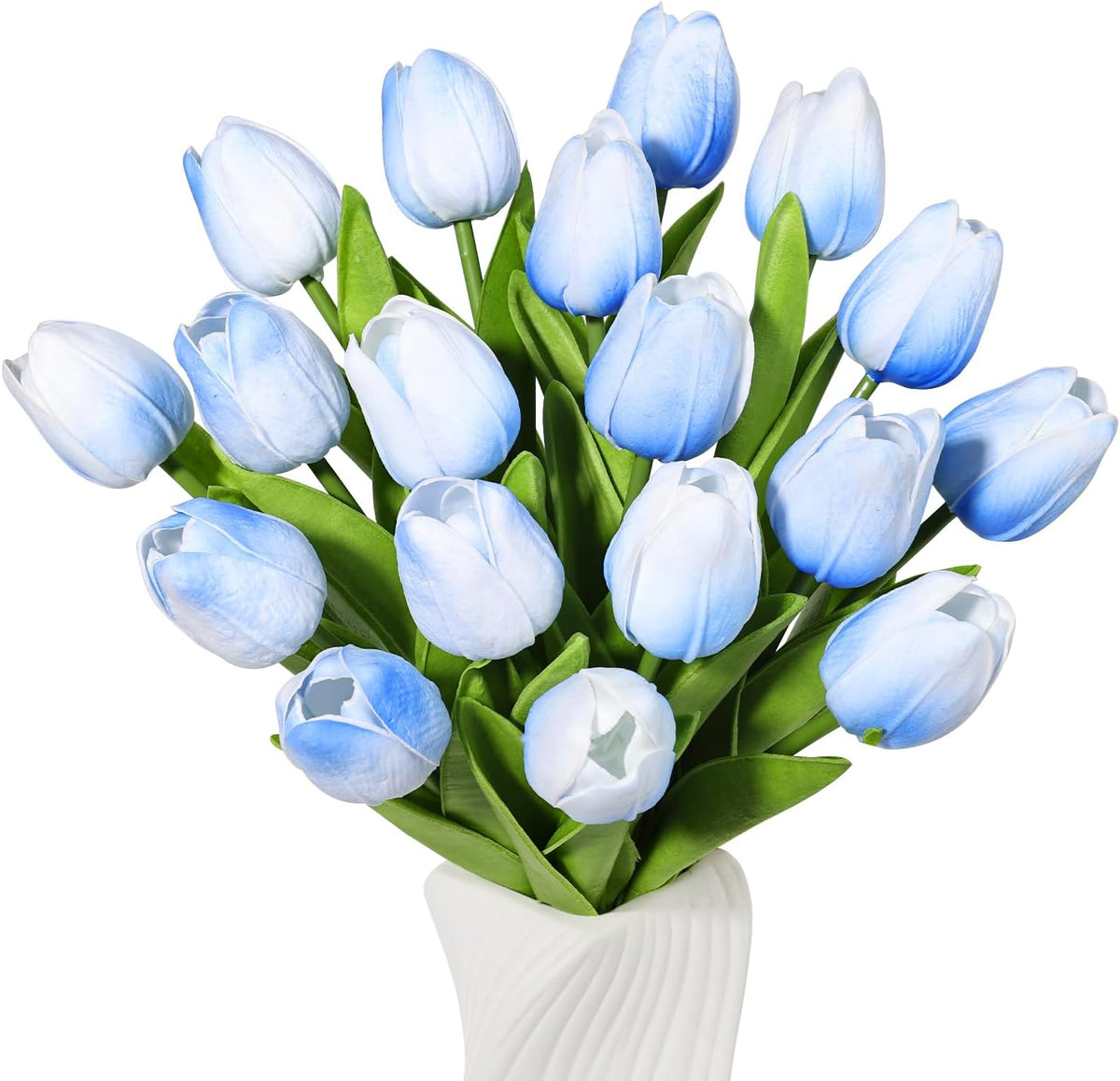 White Tulips Artificial Flowers Faux Silk Tulip Real Touch Tulip Fake Flowers Bouquets Arrangements for Mother's Day Easter Spring Flowers Gifts Home Table Decor