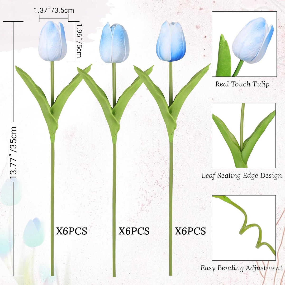 White Tulips Artificial Flowers Faux Silk Tulip Real Touch Tulip Fake Flowers Bouquets Arrangements for Mother's Day Easter Spring Flowers Gifts Home Table Decor
