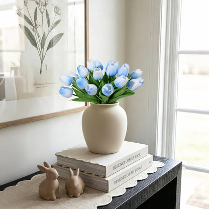 White Tulips Artificial Flowers Faux Silk Tulip Real Touch Tulip Fake Flowers Bouquets Arrangements for Mother's Day Easter Spring Flowers Gifts Home Table Decor
