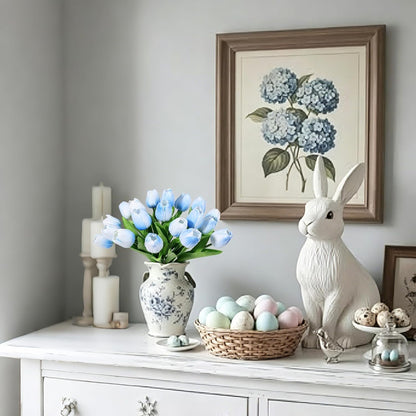 White Tulips Artificial Flowers Faux Silk Tulip Real Touch Tulip Fake Flowers Bouquets Arrangements for Mother's Day Easter Spring Flowers Gifts Home Table Decor