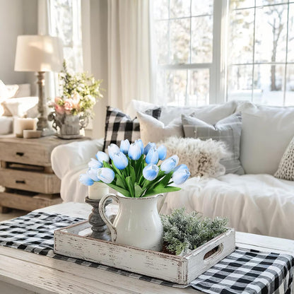 White Tulips Artificial Flowers Faux Silk Tulip Real Touch Tulip Fake Flowers Bouquets Arrangements for Mother's Day Easter Spring Flowers Gifts Home Table Decor