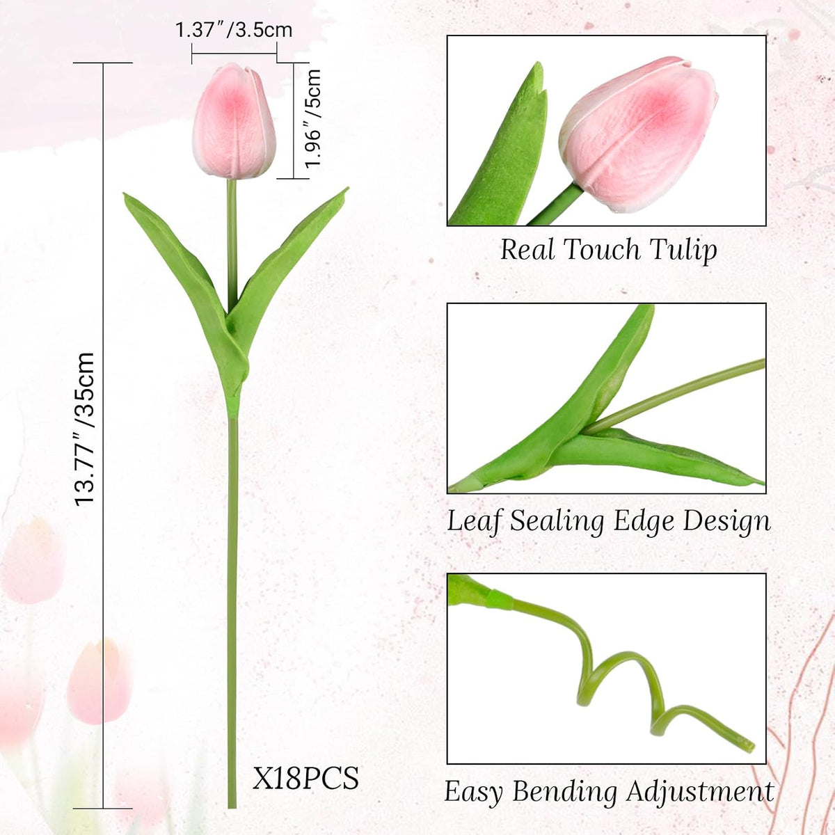 White Tulips Artificial Flowers Faux Silk Tulip Real Touch Tulip Fake Flowers Bouquets Arrangements for Mother's Day Easter Spring Flowers Gifts Home Table Decor