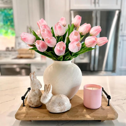 White Tulips Artificial Flowers Faux Silk Tulip Real Touch Tulip Fake Flowers Bouquets Arrangements for Mother's Day Easter Spring Flowers Gifts Home Table Decor