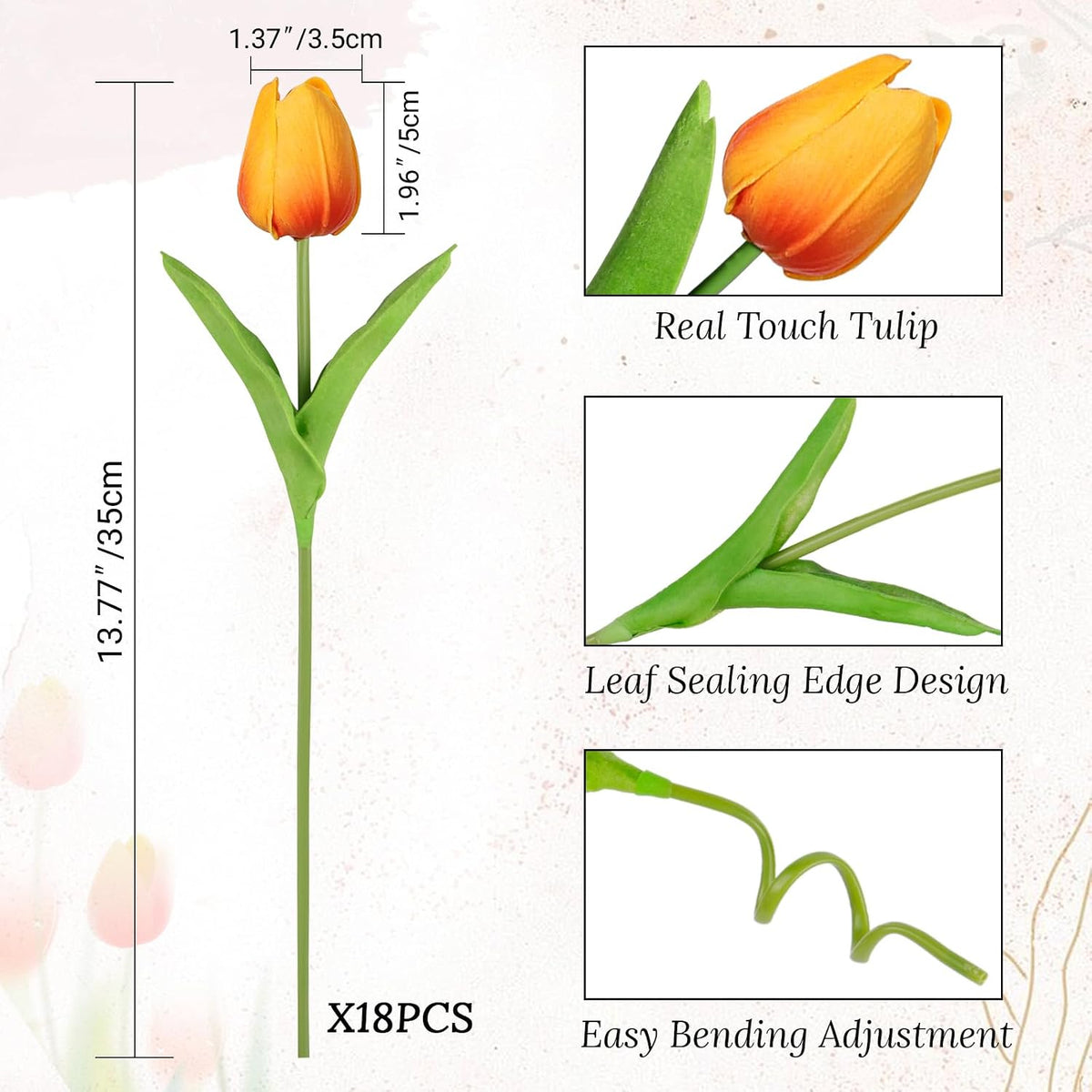 White Tulips Artificial Flowers Faux Silk Tulip Real Touch Tulip Fake Flowers Bouquets Arrangements for Mother's Day Easter Spring Flowers Gifts Home Table Decor