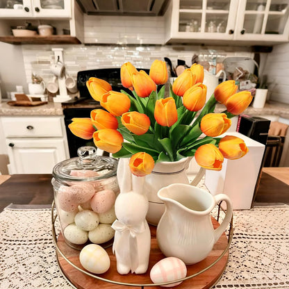White Tulips Artificial Flowers Faux Silk Tulip Real Touch Tulip Fake Flowers Bouquets Arrangements for Mother's Day Easter Spring Flowers Gifts Home Table Decor