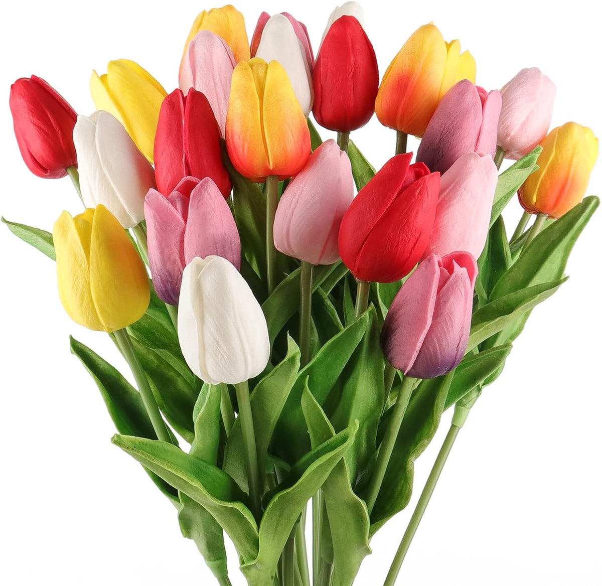 White Tulips Artificial Flowers Faux Silk Tulip Real Touch Tulip Fake Flowers Bouquets Arrangements for Mother's Day Easter Spring Flowers Gifts Home Table Decor