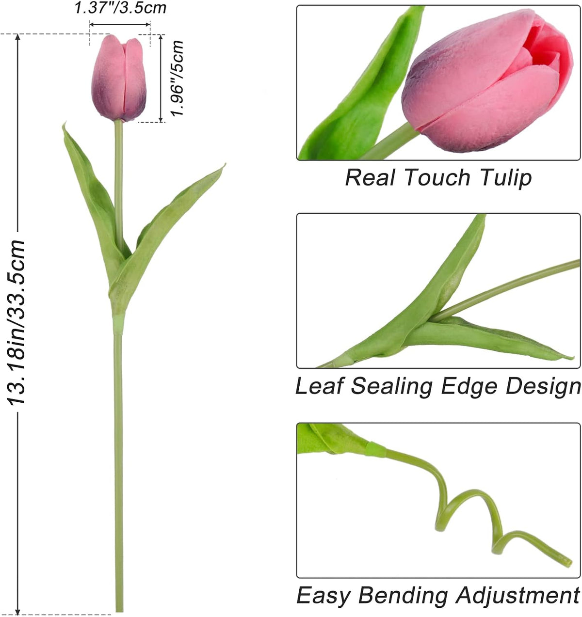 White Tulips Artificial Flowers Faux Silk Tulip Real Touch Tulip Fake Flowers Bouquets Arrangements for Mother's Day Easter Spring Flowers Gifts Home Table Decor