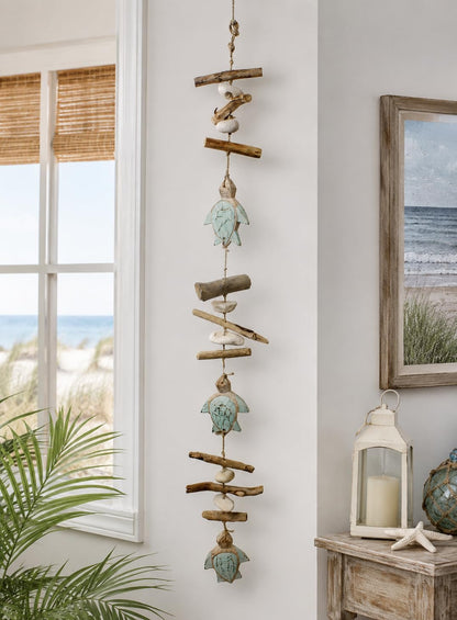Beachcombers Hanging Driftwood Turtle Decorative Indoor Wood Drop 37" | Coastal Decor, Wood, Gift Idea