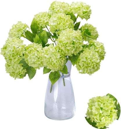 Artificial Hydrangea Flowers 1 Pack Fake Hydrangea Bouquet with 7 Head 3.15” Tiny Hydrangea for Wedding Bouquet Party Home Decor DIY Baby Shower Centerpieces Tables Decoration(Green)