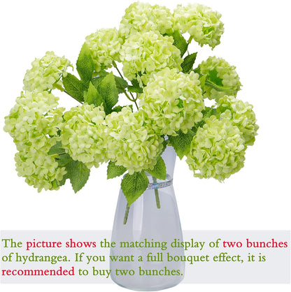 Artificial Hydrangea Flowers 1 Pack Fake Hydrangea Bouquet with 7 Head 3.15” Tiny Hydrangea for Wedding Bouquet Party Home Decor DIY Baby Shower Centerpieces Tables Decoration(Green)