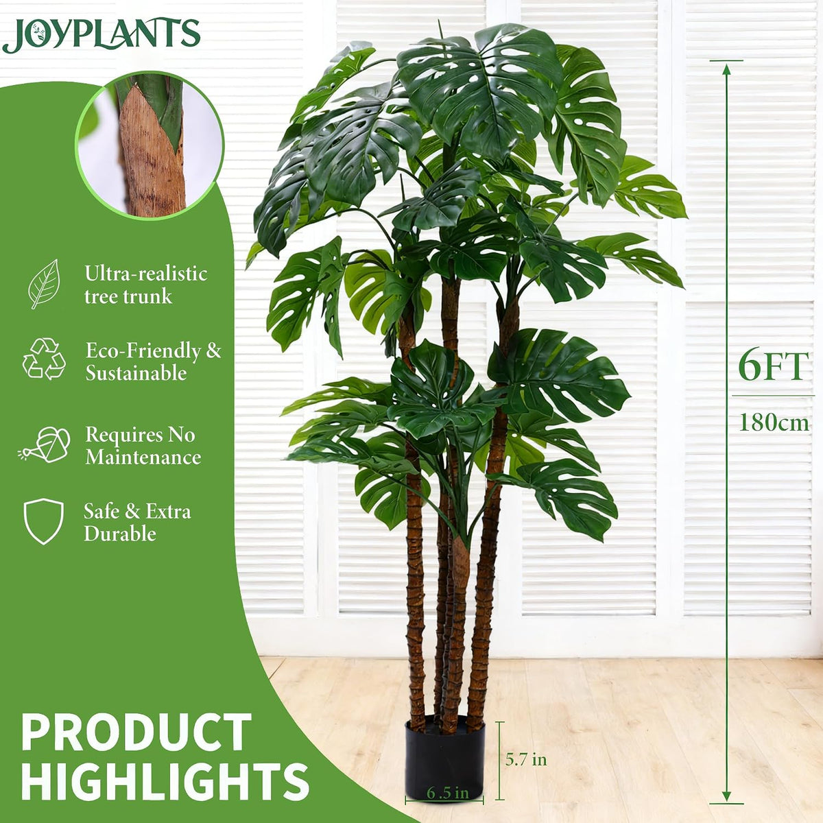 6FT Artificial Monstera Plant,Fake Plants for Indoor&Outdoor