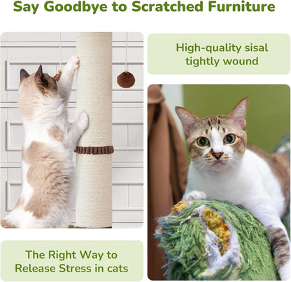 34inches Tall Cat Scratching Post with Cat Ball Track Toy Heavy Duty and Thicker Large Diameter Natural Sisal Cat Scratcher Post for Large Cats and Small Cats Protect Your Furniture
