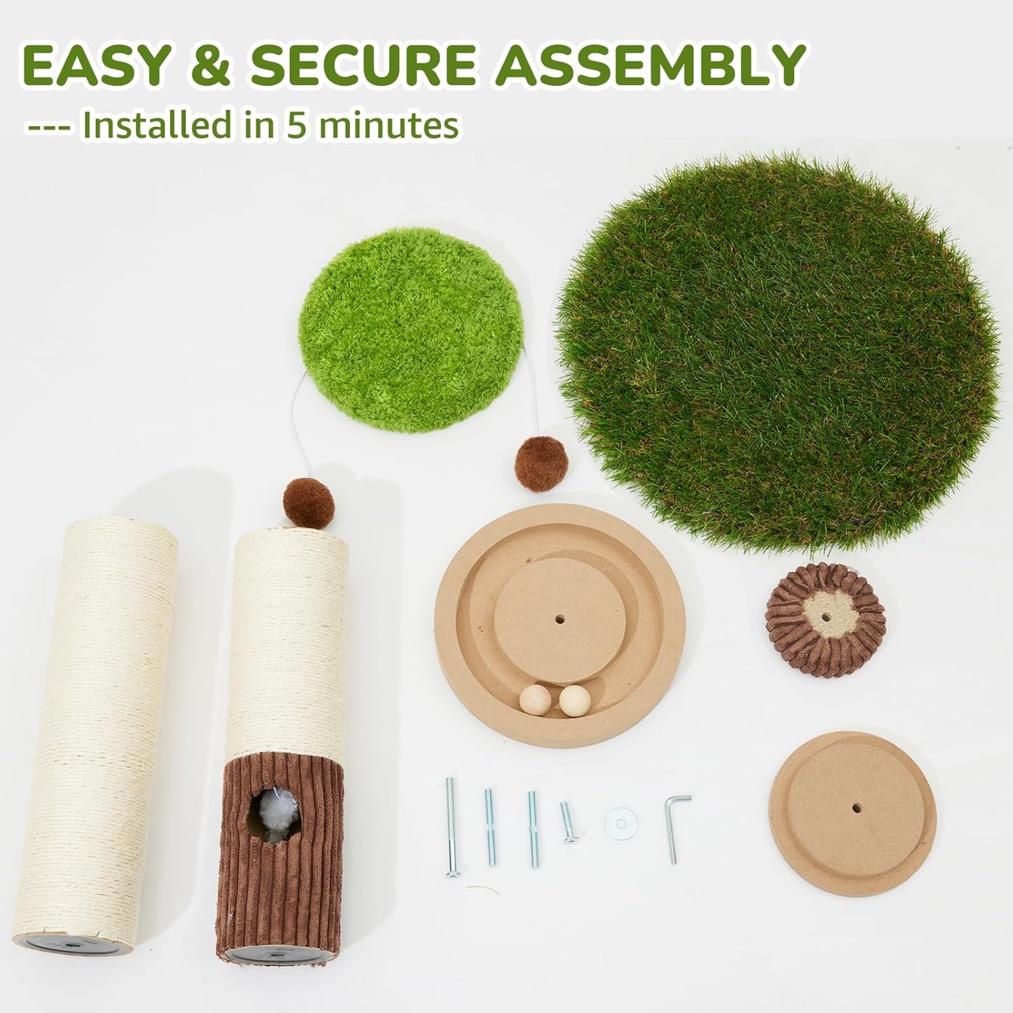34inches Tall Cat Scratching Post with Cat Ball Track Toy Heavy Duty and Thicker Large Diameter Natural Sisal Cat Scratcher Post for Large Cats and Small Cats Protect Your Furniture