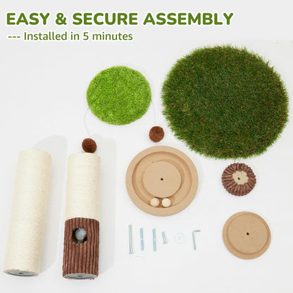 34inches Tall Cat Scratching Post with Cat Ball Track Toy Heavy Duty and Thicker Large Diameter Natural Sisal Cat Scratcher Post for Large Cats and Small Cats Protect Your Furniture