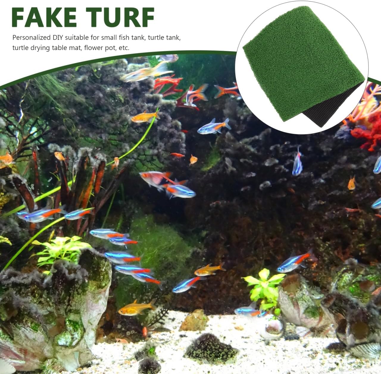 Artificial Grass Turf for Turtle Basking Platform, Simulation Grass Turf for Fish Tank, DIY Turtle Ramp, Reptile Climbing Platform