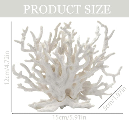 2 Pcs Artificial Aquarium Coral Reef Decor White | PVC, Faux, Fish Tank Ornament, Landscape Accessories