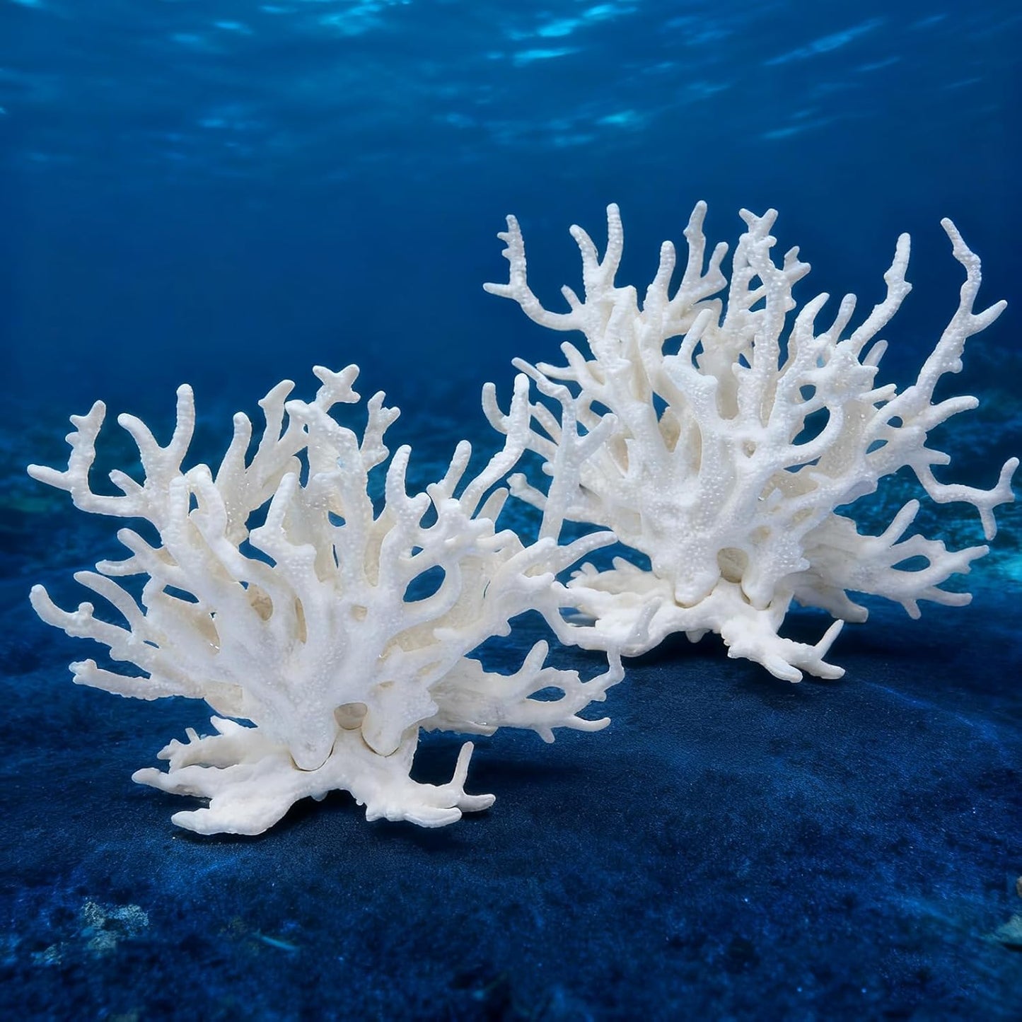 2 Pcs Artificial Aquarium Coral Reef Decor White | PVC, Faux, Fish Tank Ornament, Landscape Accessories