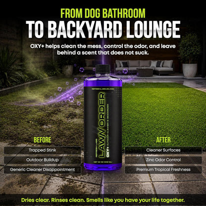 LawN Order Oxi+ Hydrogen Peroxide-Based Outdoor Turf Cleaner & Odor Eliminator for Artificial Grass, Dog Urine, Patios & Concrete (32 OZ)