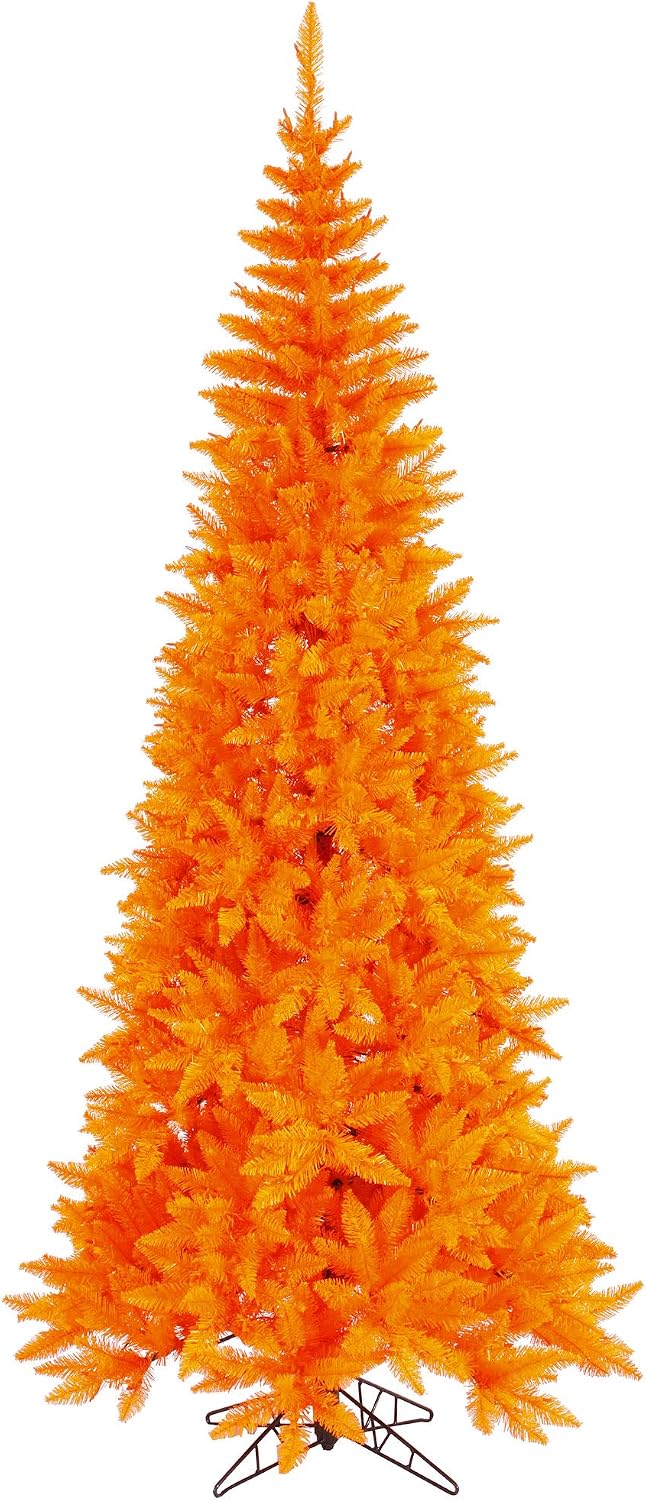 5.5' Orange Fir Slim Artificial Christmas Tree, Unlit - Faux Fir Christmas Tree - Seasonal Indoor Home Decor