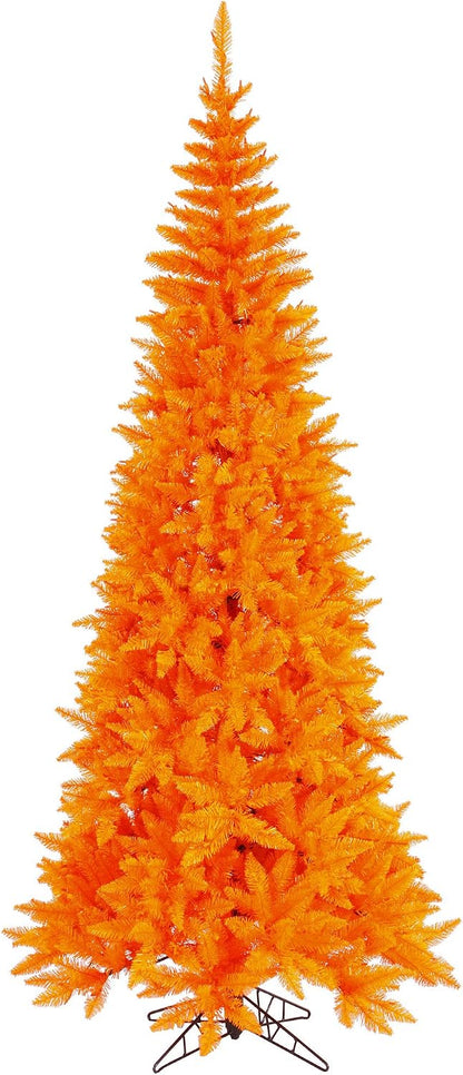 5.5' Orange Fir Slim Artificial Christmas Tree, Unlit - Faux Fir Christmas Tree - Seasonal Indoor Home Decor
