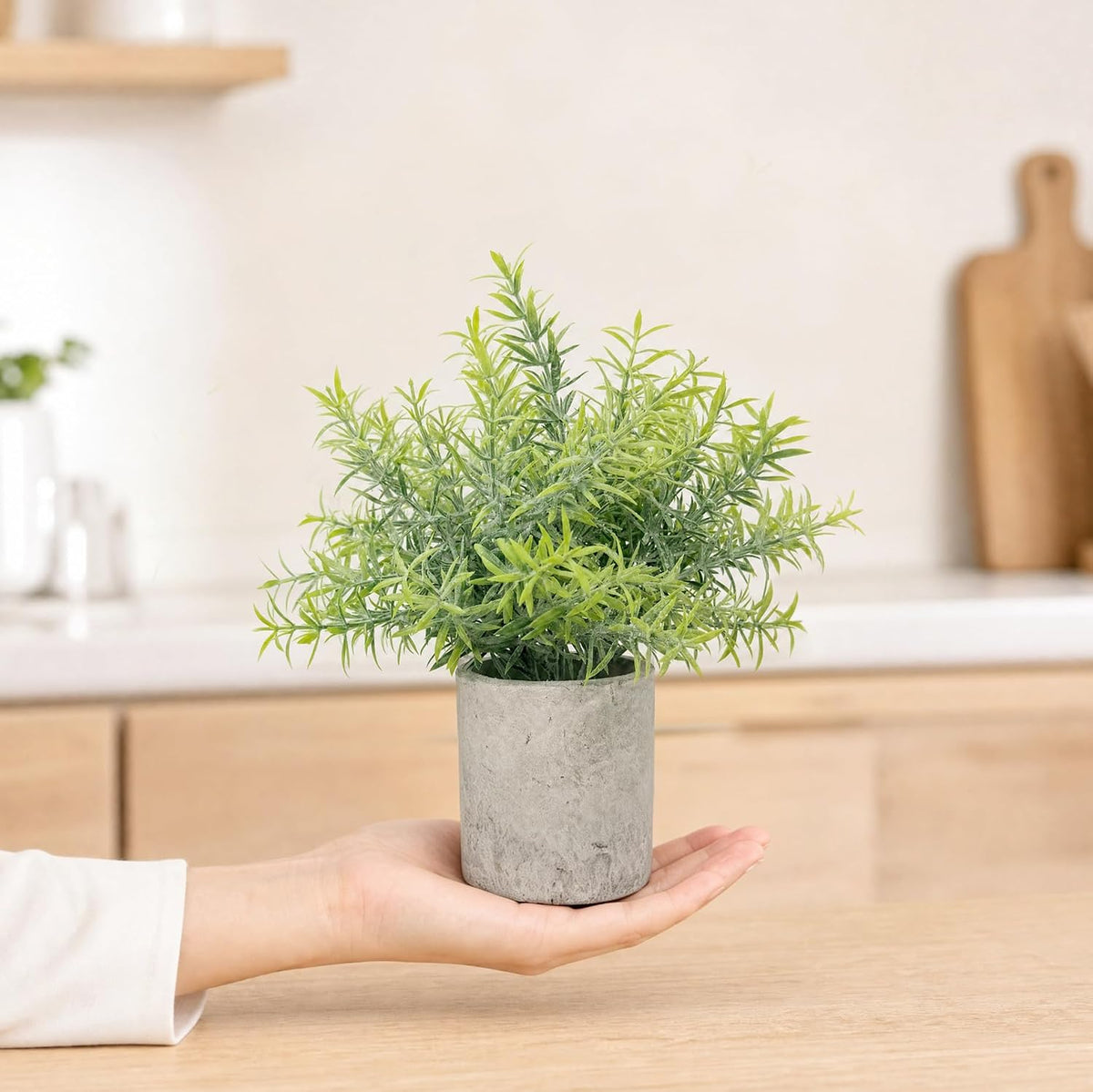 Fake Rosemary Plant Desk Decor Small Potted Plants Faux Rosemary Plants in Pot for Home Farmhouse Greenery Bathroom Shelf Office Table Decor