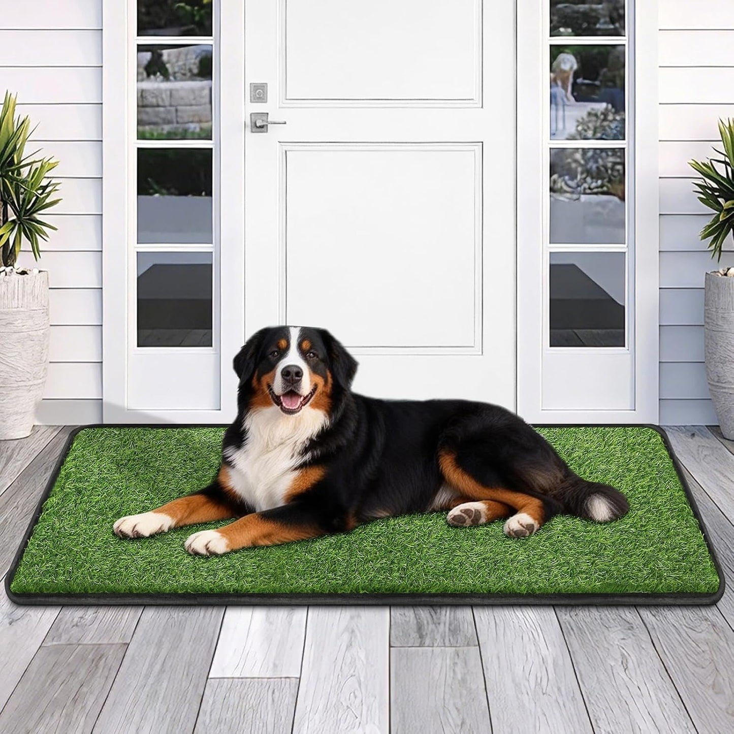 Artificial Grass Mat, Dog Grass Pee Pads, Fake Grass Pad for Pets Potty Training, Soft Grass Rug, Grass Doormat with Drainage Holes, Pet Turf for Indoor Outdoor Use, Washable(15.7''*31.5'')