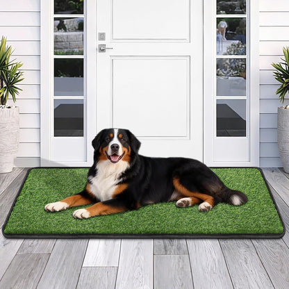 Artificial Grass Mat, Dog Grass Pee Pads, Fake Grass Pad for Pets Potty Training, Soft Grass Rug, Grass Doormat with Drainage Holes, Pet Turf for Indoor Outdoor Use, Washable(15.7''*31.5'')