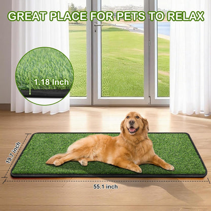 Artificial Grass Mat, Dog Grass Pee Pads, Fake Grass Pad for Pets Potty Training, Soft Grass Rug, Grass Doormat with Drainage Holes, Pet Turf for Indoor Outdoor Use, Washable(15.7''*31.5'')