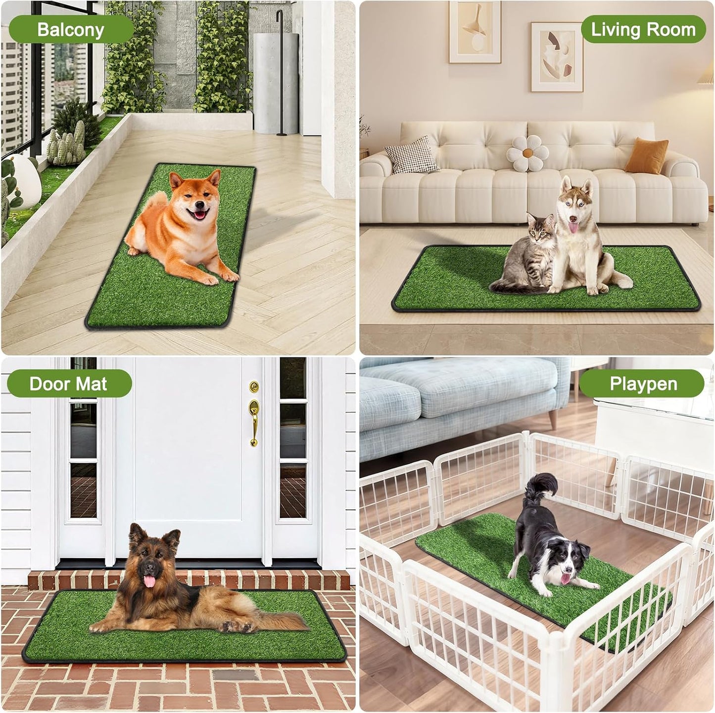 Artificial Grass Mat, Dog Grass Pee Pads, Fake Grass Pad for Pets Potty Training, Soft Grass Rug, Grass Doormat with Drainage Holes, Pet Turf for Indoor Outdoor Use, Washable(15.7''*31.5'')