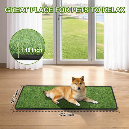 Artificial Grass Mat, Dog Grass Pee Pads, Fake Grass Pad for Pets Potty Training, Soft Grass Rug, Grass Doormat with Drainage Holes, Pet Turf for Indoor Outdoor Use, Washable(15.7''*31.5'')