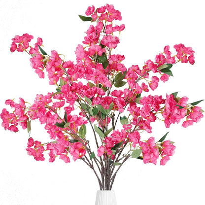 Artificial Cherry Blossom Flowers 3 Pcs Faux Cherry Blossom Stems Faux Silk Cherry Blossom Branches 35.4’’ Fake Flowers Long Stems for Vase Arrangements Home Wedding Table Decor (White)