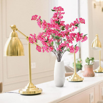 Artificial Cherry Blossom Flowers 3 Pcs Faux Cherry Blossom Stems Faux Silk Cherry Blossom Branches 35.4’’ Fake Flowers Long Stems for Vase Arrangements Home Wedding Table Decor (White)