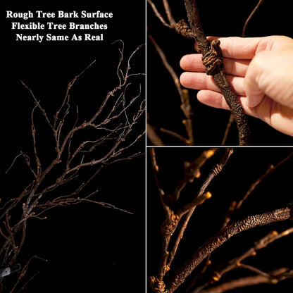 4Pcs Artificial Creepy Flexible Tree Branches Twigs Garland Halloween Decor | Bendable Faux Cherry Blossom Wood Craft Grape Cane Vines Plants Stick Wall Hanging Limbs For Jungle Event Decoration
