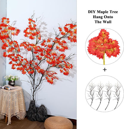 4Pcs Artificial Creepy Flexible Tree Branches Twigs Garland Halloween Decor | Bendable Faux Cherry Blossom Wood Craft Grape Cane Vines Plants Stick Wall Hanging Limbs For Jungle Event Decoration