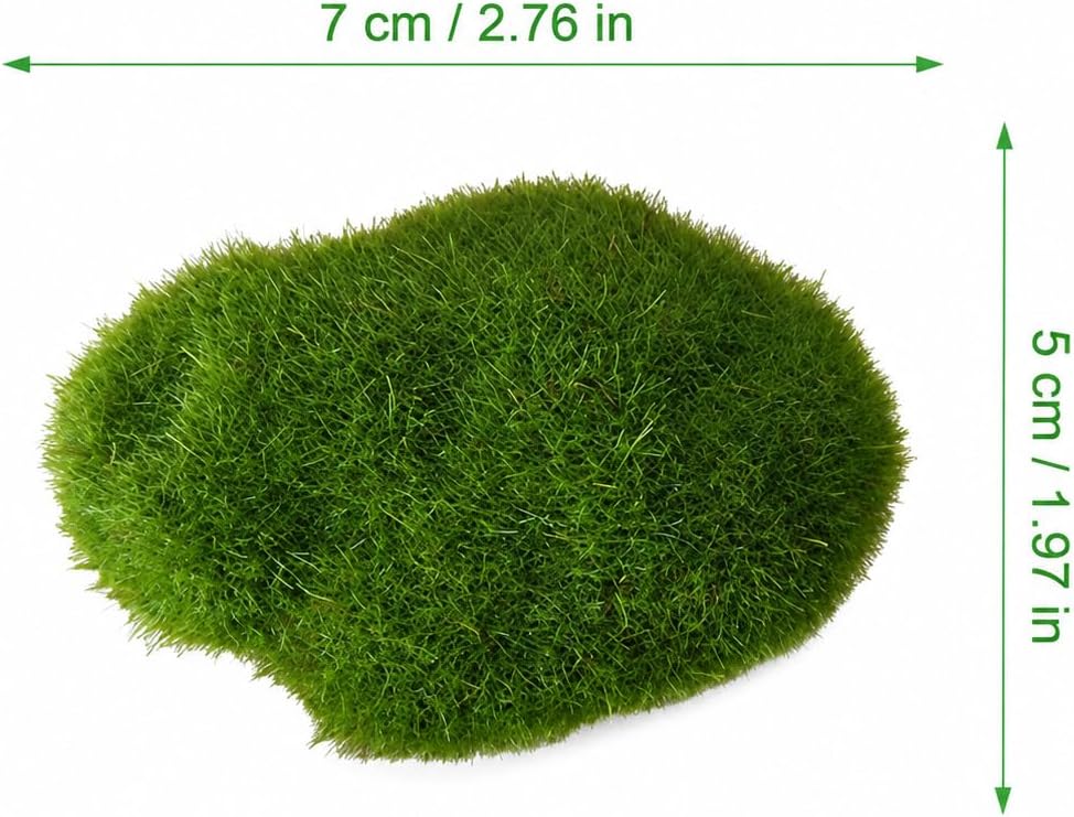 Artificial Moss Balls for Aquarium, Fake Moss Ball Decorative Rocks, Green Moss Covered Stones for Fish Tank Decor, Terrarium, Fairy Garden, Floral Arrangements (Medium 6 pcs)