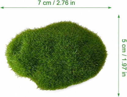 Artificial Moss Balls for Aquarium, Fake Moss Ball Decorative Rocks, Green Moss Covered Stones for Fish Tank Decor, Terrarium, Fairy Garden, Floral Arrangements (Medium 6 pcs)